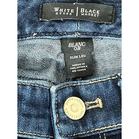 White House Black Market Dark Blue Straight Leg Jeans - Picture 12 of 13